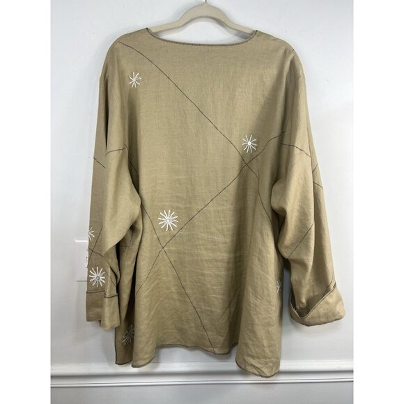 Annie Alexander Linen Skirt Jacket Top Khaki 22W Plus Cottagecore Vintage Retro - Picture 12 of 16